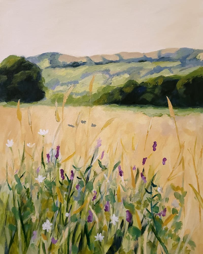 Wildflower Field Hills by Claire Whitehead — canvas wall art