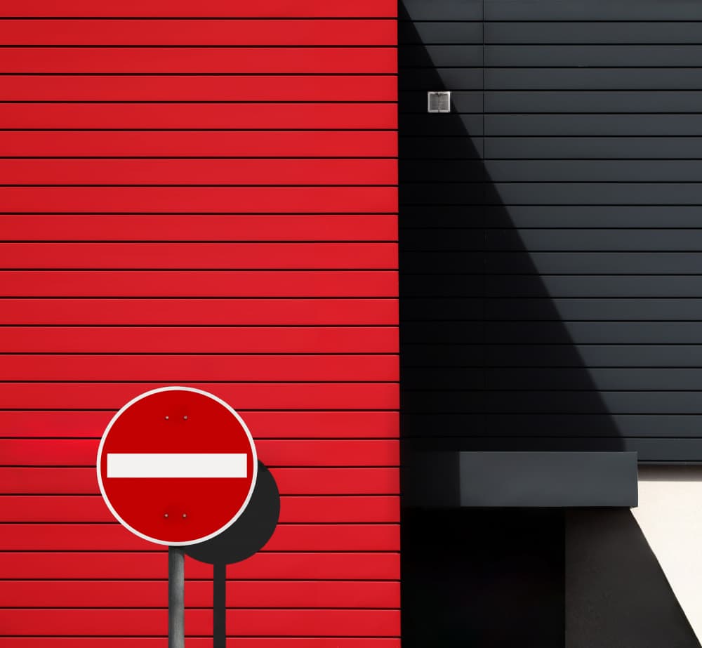 Red Wall No Entry by Hans-Wolfgang Hawerkamp — canvas wall art