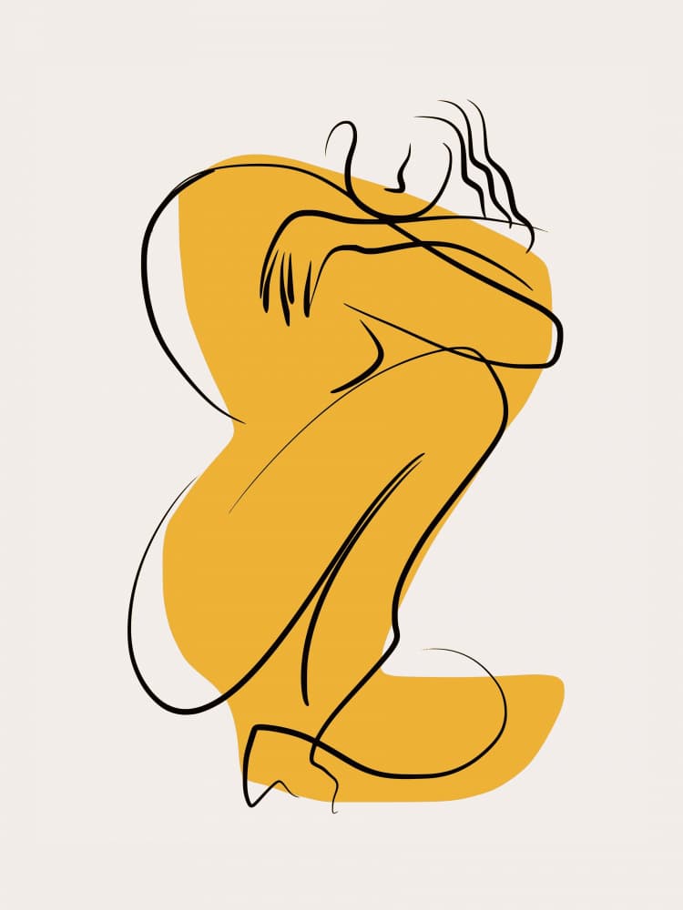 Contemplative Line Art Woman by Little Dean — canvas wall art