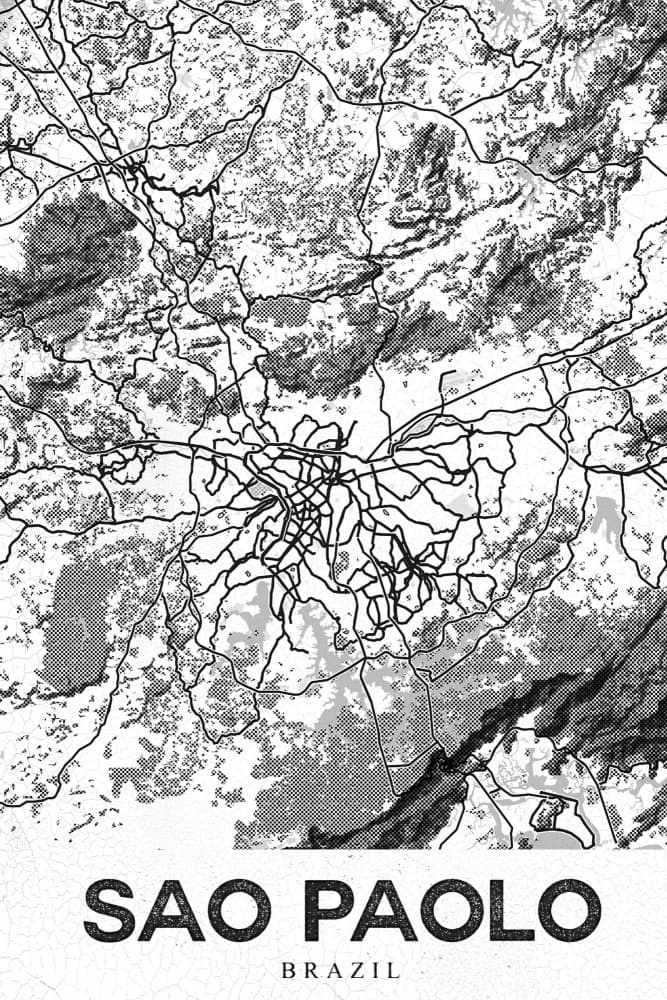 Sao Paulo Brazil Map by StudioSix — canvas wall art