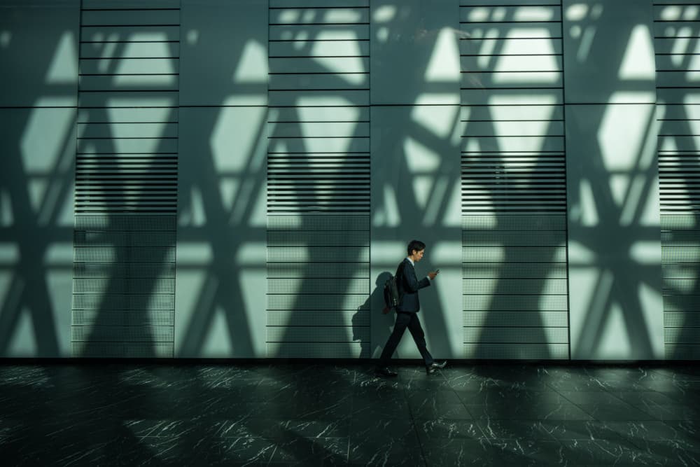 Man Walks Modern Shadows by Yohei Kawashima — canvas wall art