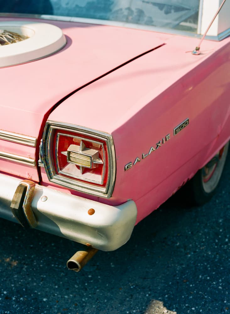 Pink Vintage Car by Bethany Young — canvas wall art