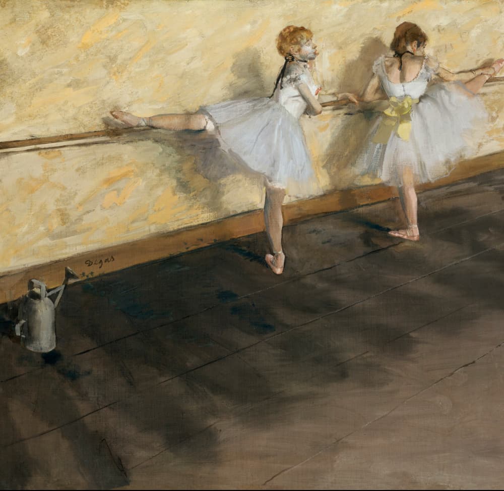 Dancers Practicing At the Barre by Edgar Degas — canvas wall art