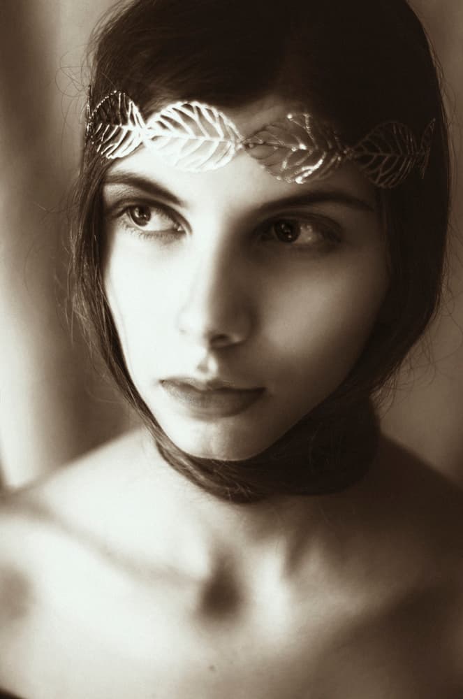 Golden Leaf Muse by Desislava Ignatova — canvas wall art