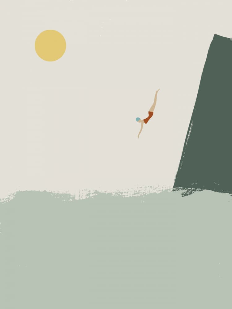 Ocean Cliff Dive by Nikita Jariwala — canvas wall art