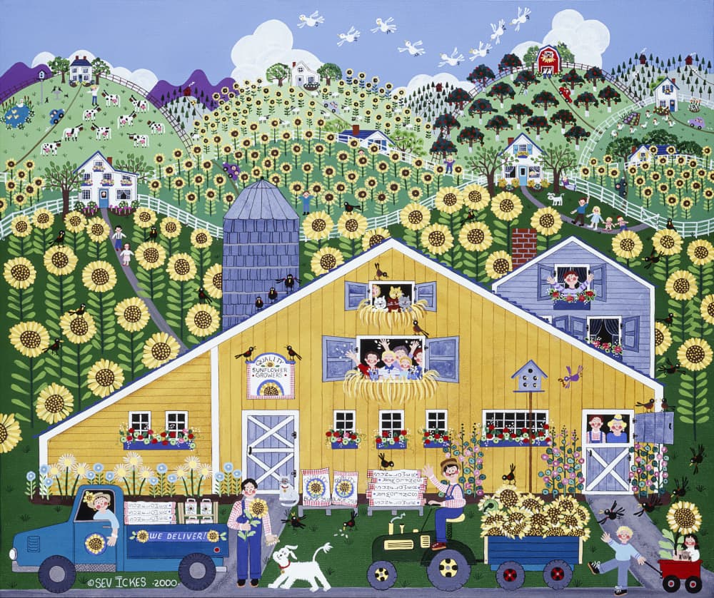 Sunflower Farm Life by Sev Ickes — canvas wall art