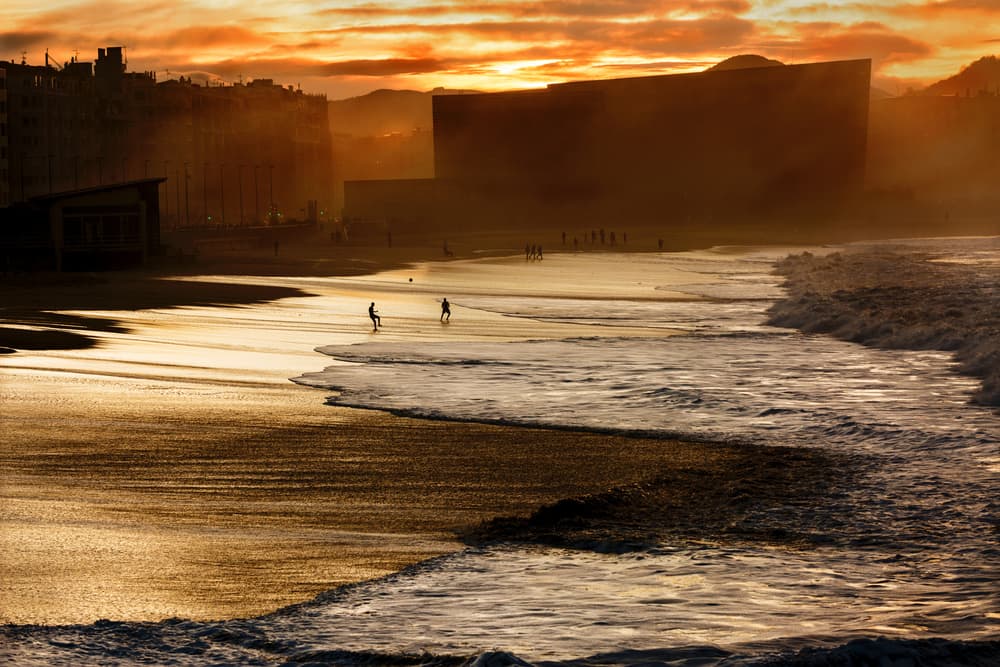 Golden Hour Beach Silhouettes by Jois Domont ( J.L.G.) — canvas wall art