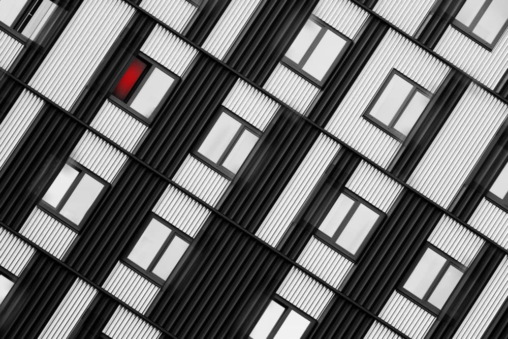 Red Window Architecture by Hans-Wolfgang Hawerkamp — canvas wall art