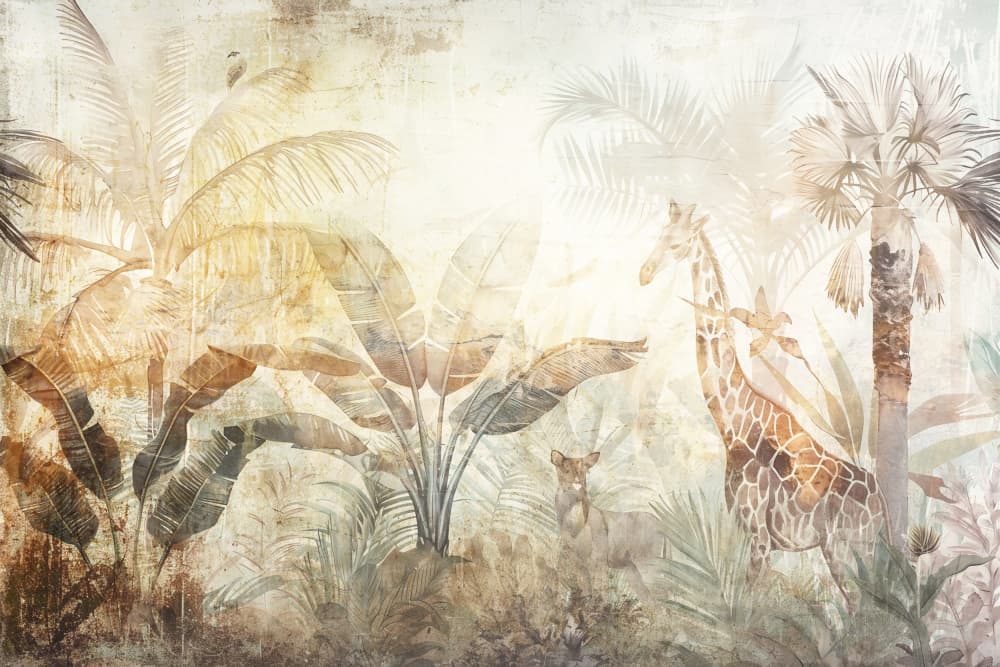 Tropical Giraffe Safari by Rafal Kulik — canvas wall art