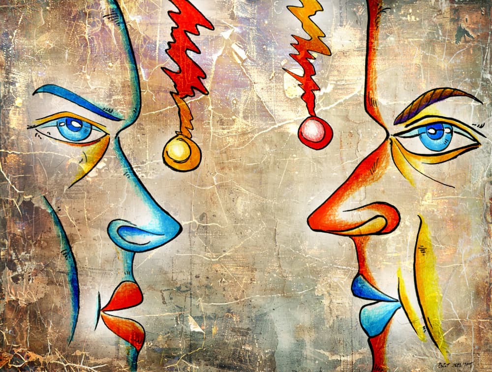 Abstract Faces Dialogue by Rafal Kulik — canvas wall art