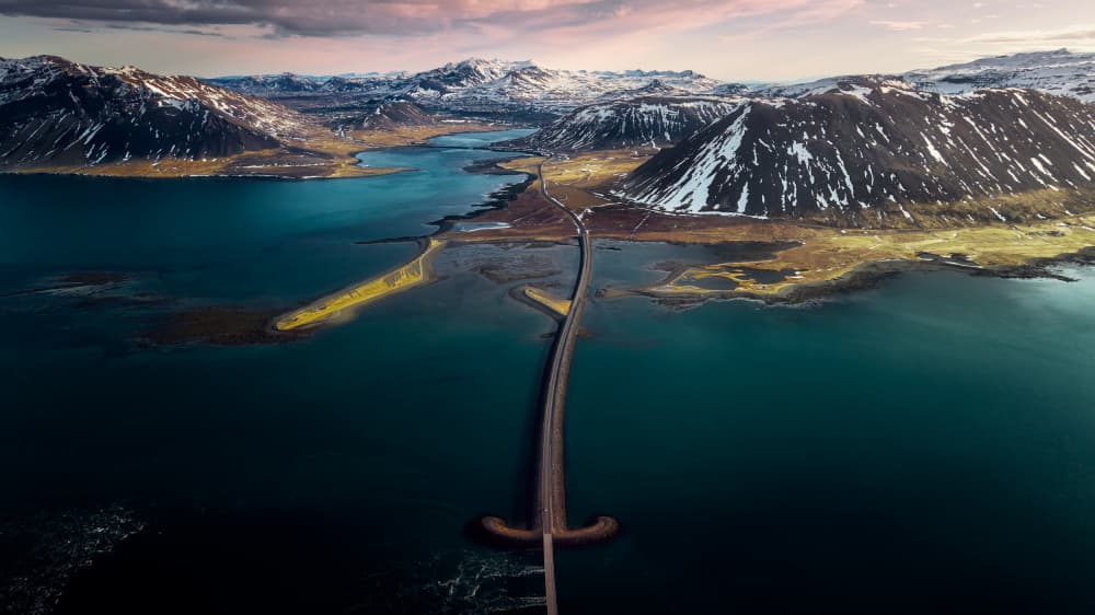 Winding Fjord Bridge by Ricardo Gayan — canvas wall art