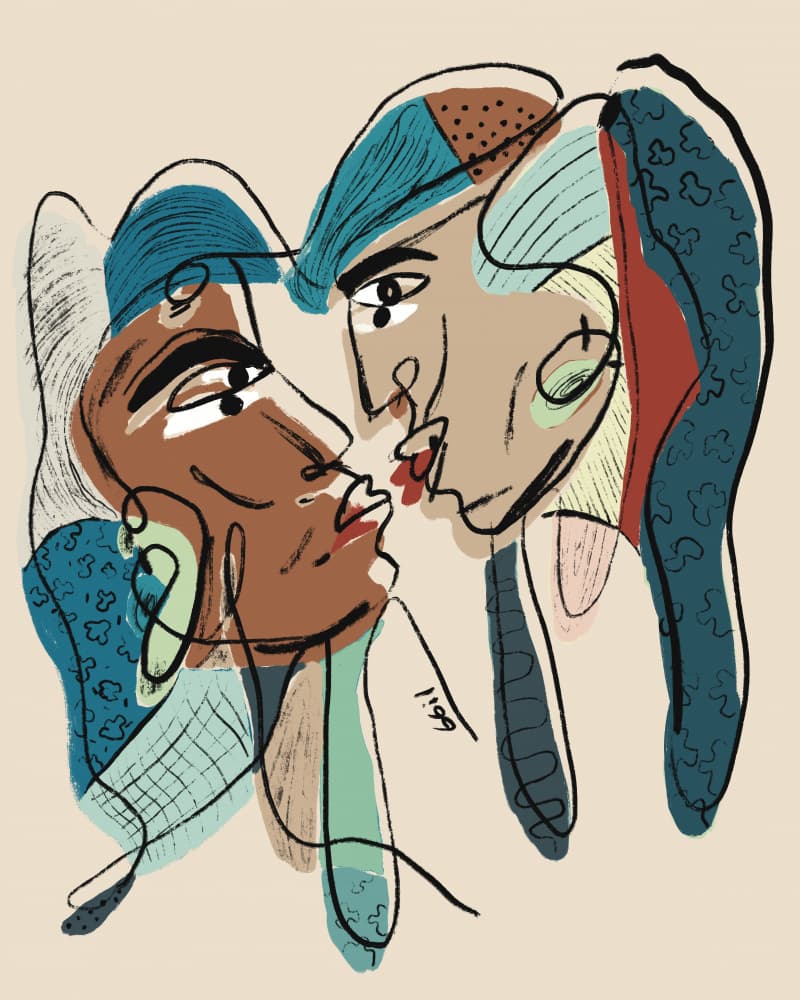 Abstract Lovers Kiss by GIovanna Gil Alves — canvas wall art