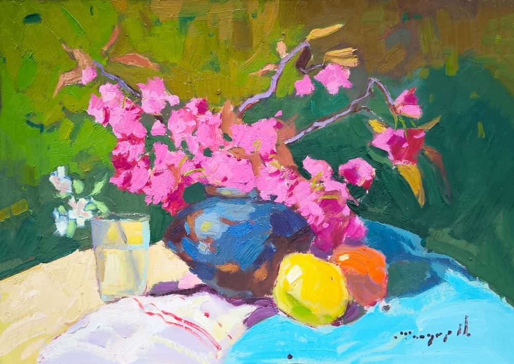 Cherry Blossom Still Life by Alexander Shandor — canvas wall art