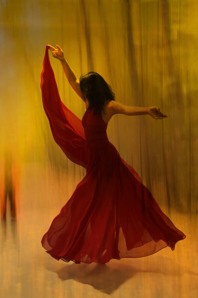 Fluid Red Dress Dance by Anna Wan — canvas wall art