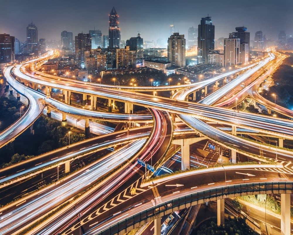 Metropolitan Light Trails by Kevin Jiang — canvas wall art