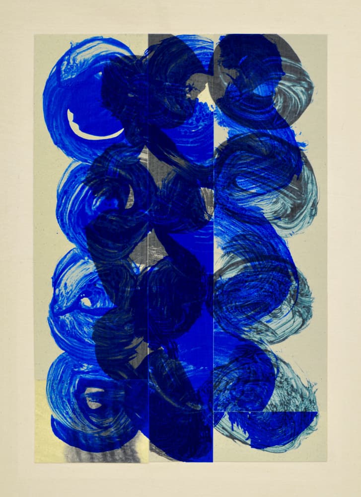 Indigo Brushstroke Columns by Diana Jahns — canvas wall art
