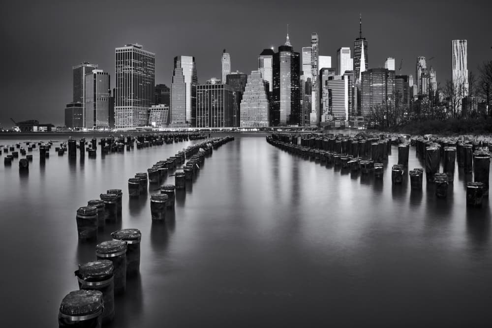 Moody Manhattan Cityscape by Martin Froyda — canvas wall art