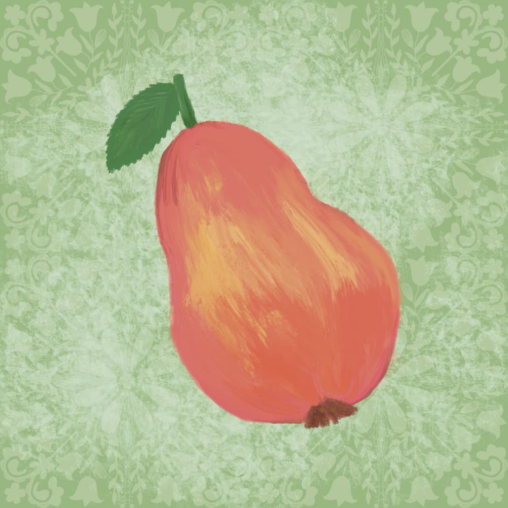 Vibrant Red Pear by Aliya Putrus — canvas wall art