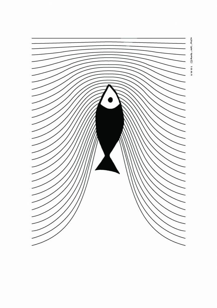 Black Fish Flow by Awol Art Alex — canvas wall art