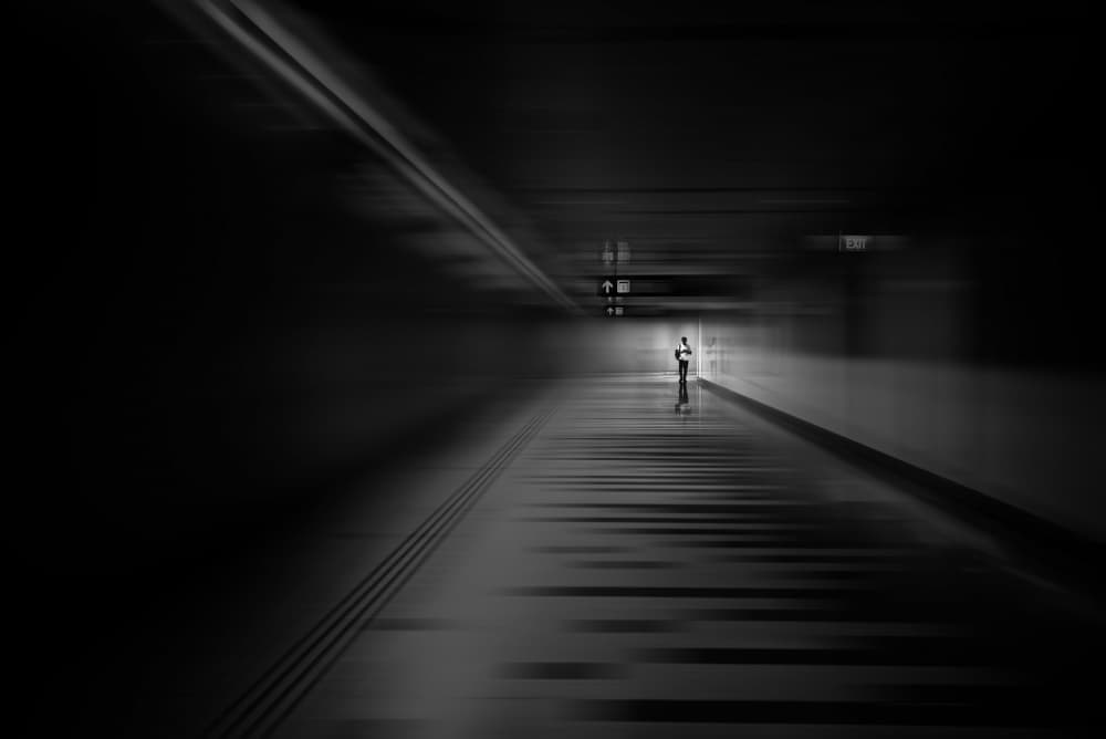 Solitary Figure Moving by moucorn — canvas wall art