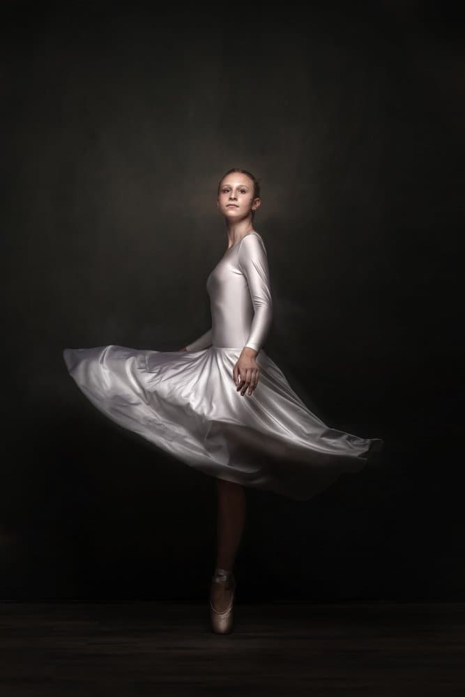 Graceful Ballerina in White by Domenico Petrocca — canvas wall art