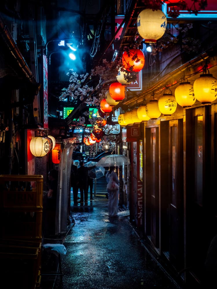 Japanese Night Alley by Lorenzo Luca Andriani — canvas wall art