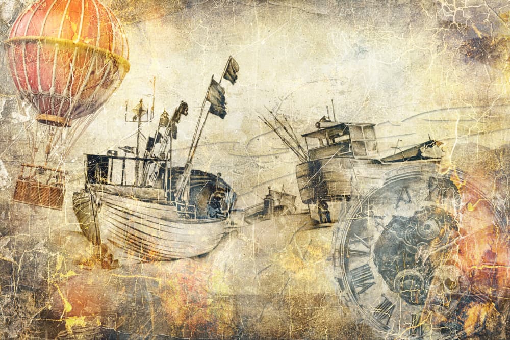 Steampunk Boats Hot Air by Rafal Kulik — canvas wall art