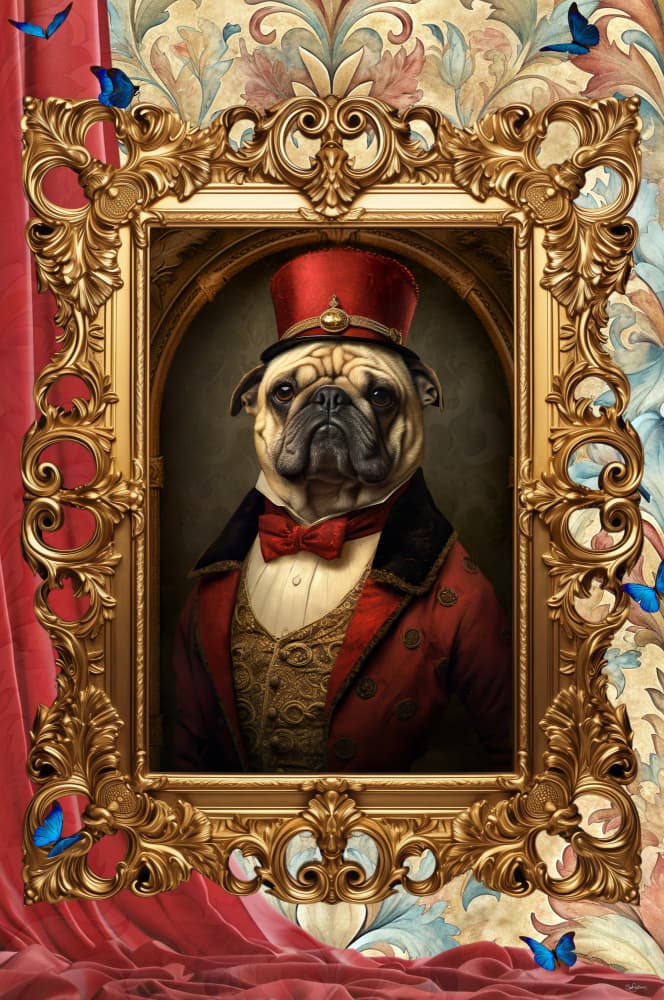 Regal Pug Portrait by Sue Skellern — canvas wall art