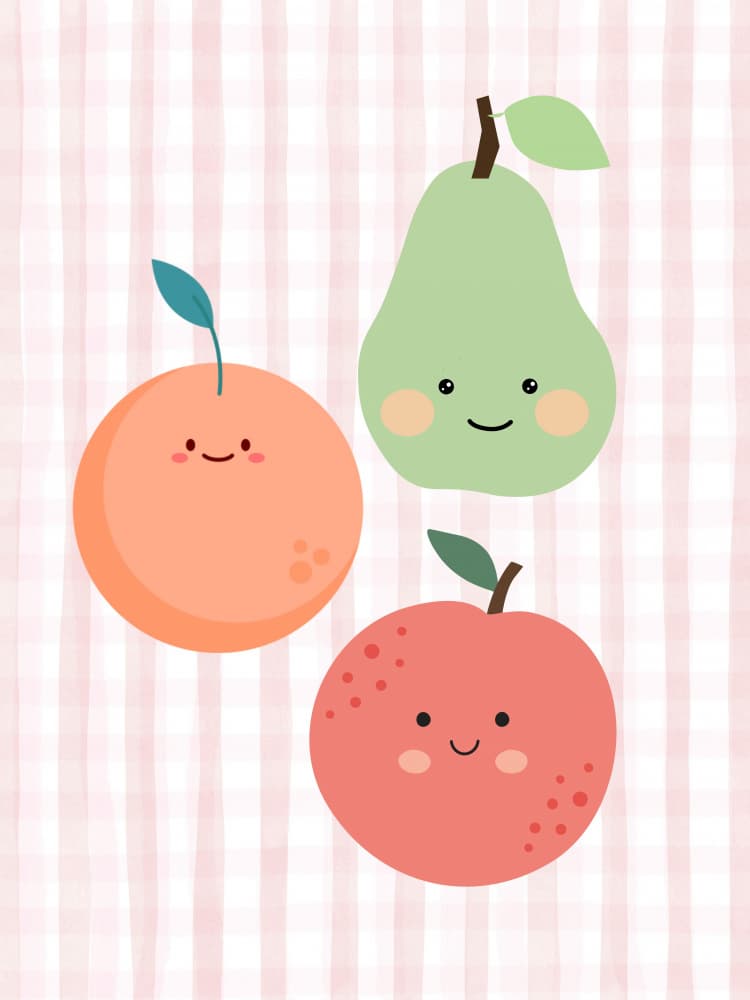 Cute Happy Fruits by Mathieu jeuf — canvas wall art