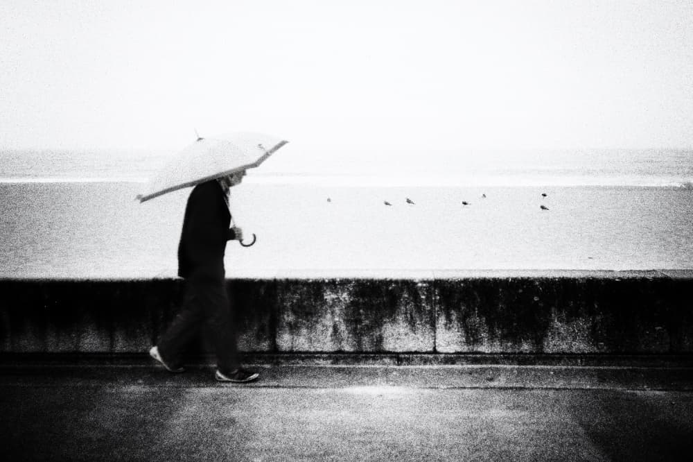 Seaside Umbrella Walk by Rui Correia — canvas wall art
