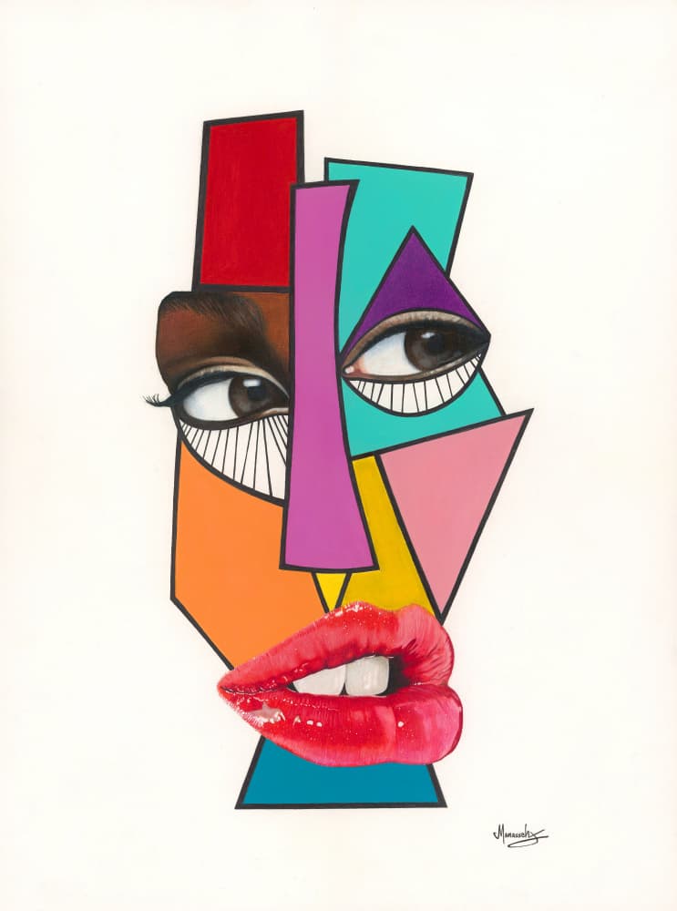 Vibrant Cubist Face by Manasseh Johnson Sr. — canvas wall art