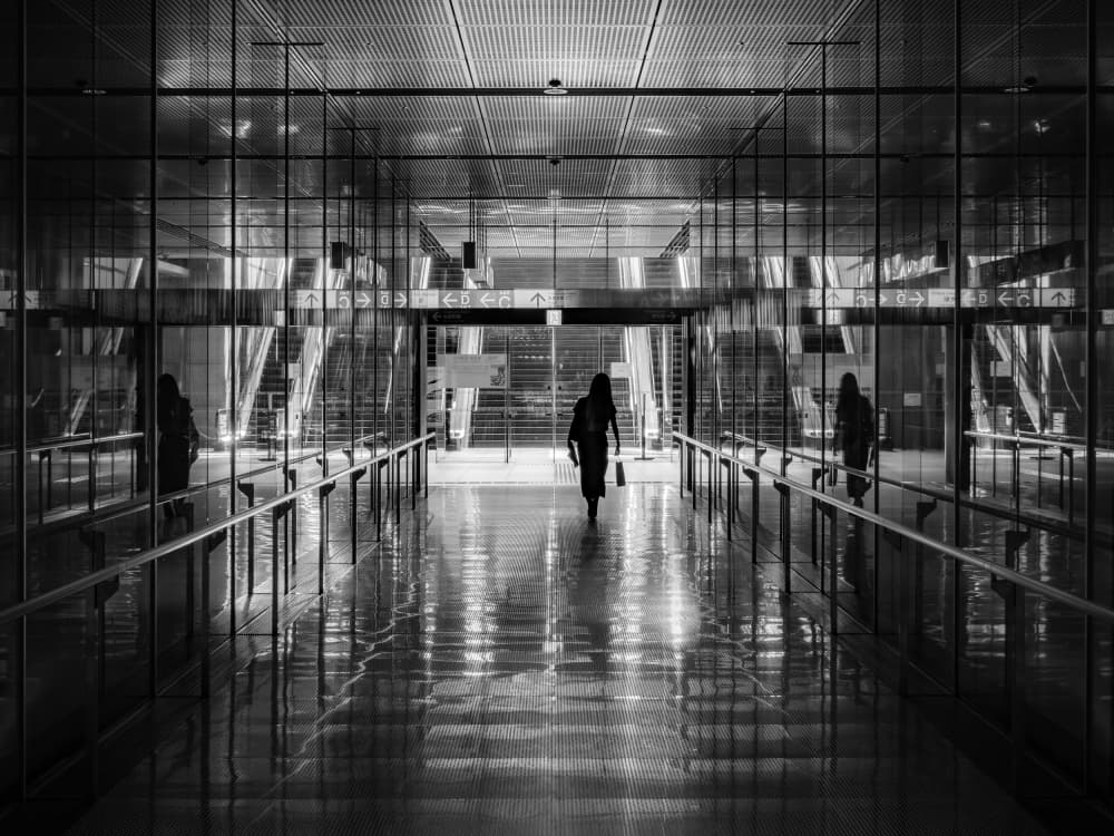Reflective Corridor Silhouette by Eiji Yamamoto — canvas wall art
