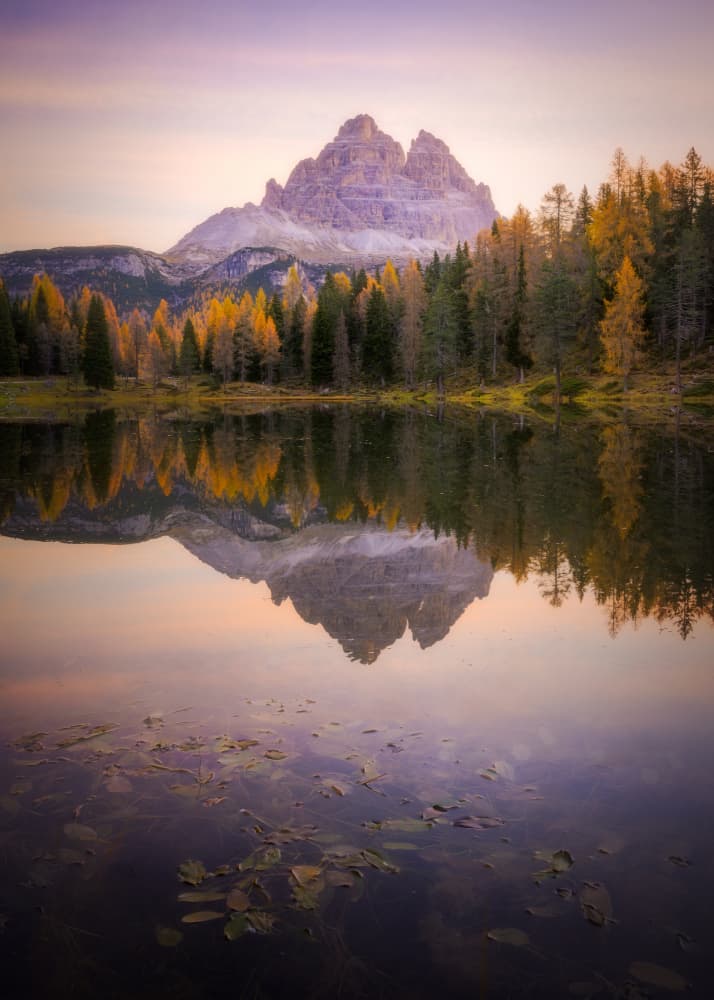 Autumn Mountain Lake Reflection by Dmitry Razr — canvas wall art