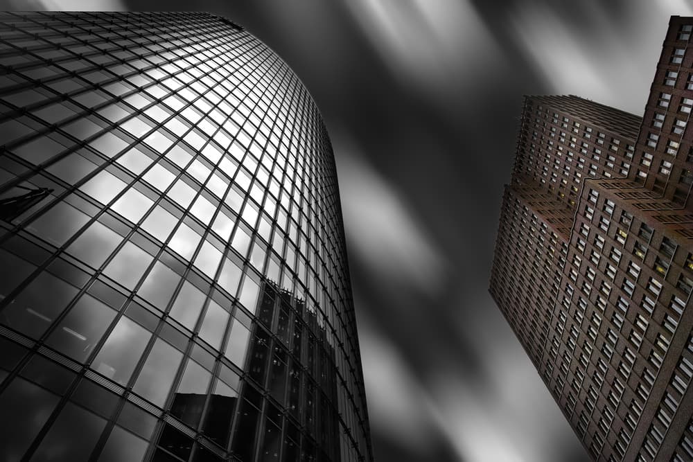 Reflective Towers Streaky Sky by Rolf Mauer — canvas wall art