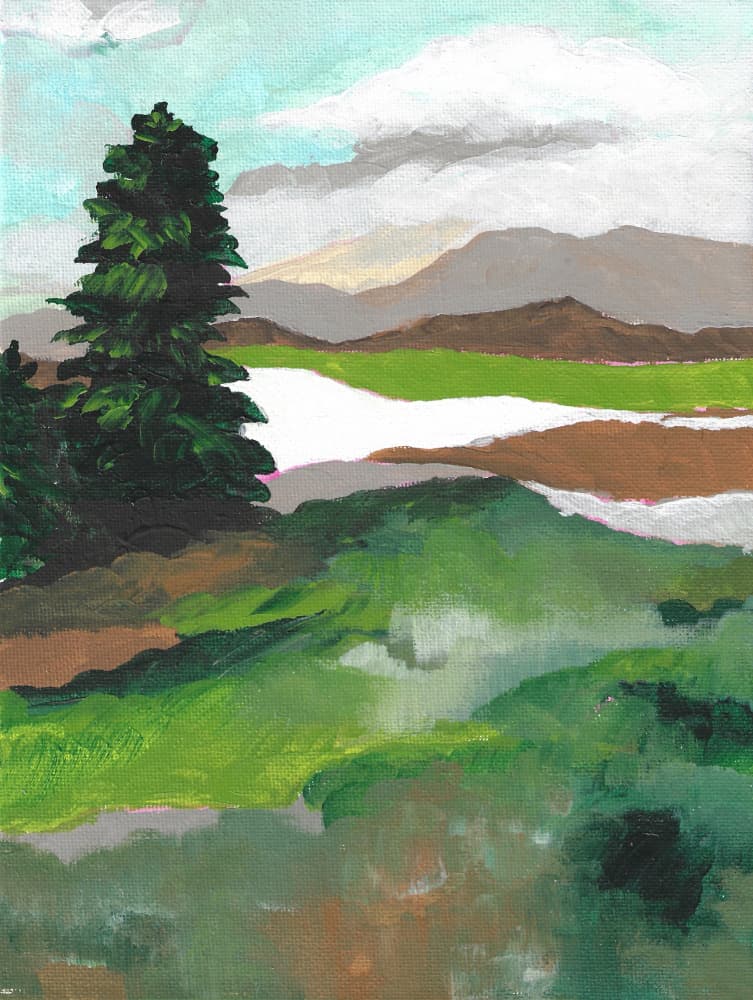 Peaceful Mountain Landscape by Nikita Jariwala — canvas wall art