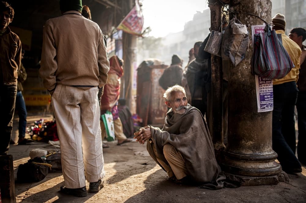 Old Man's Street View by Prateek Dubey — canvas wall art