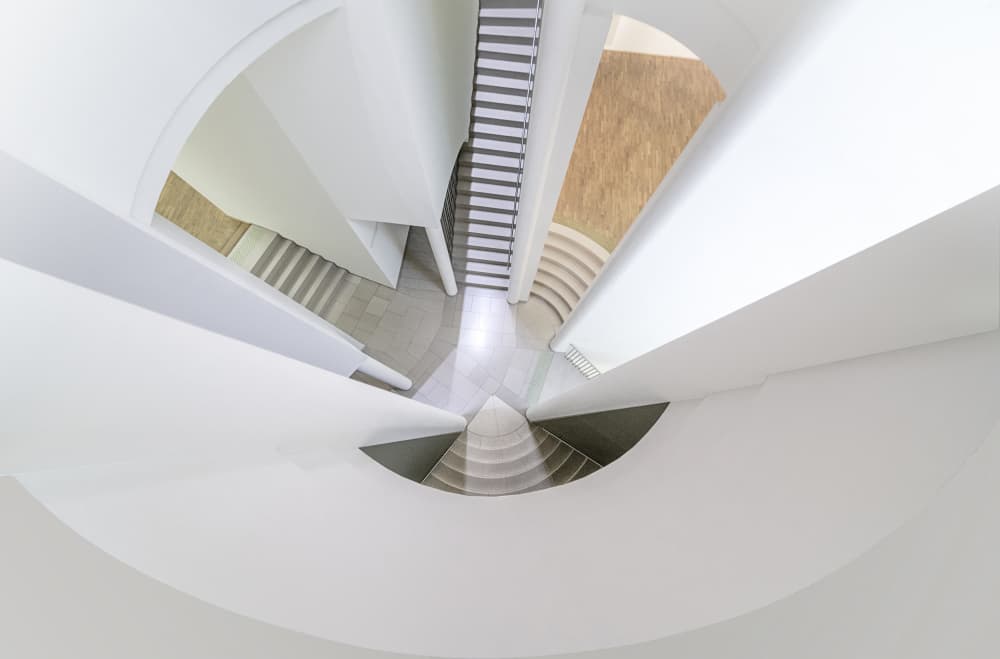 Geometric White Stairwell by fotomarion — canvas wall art