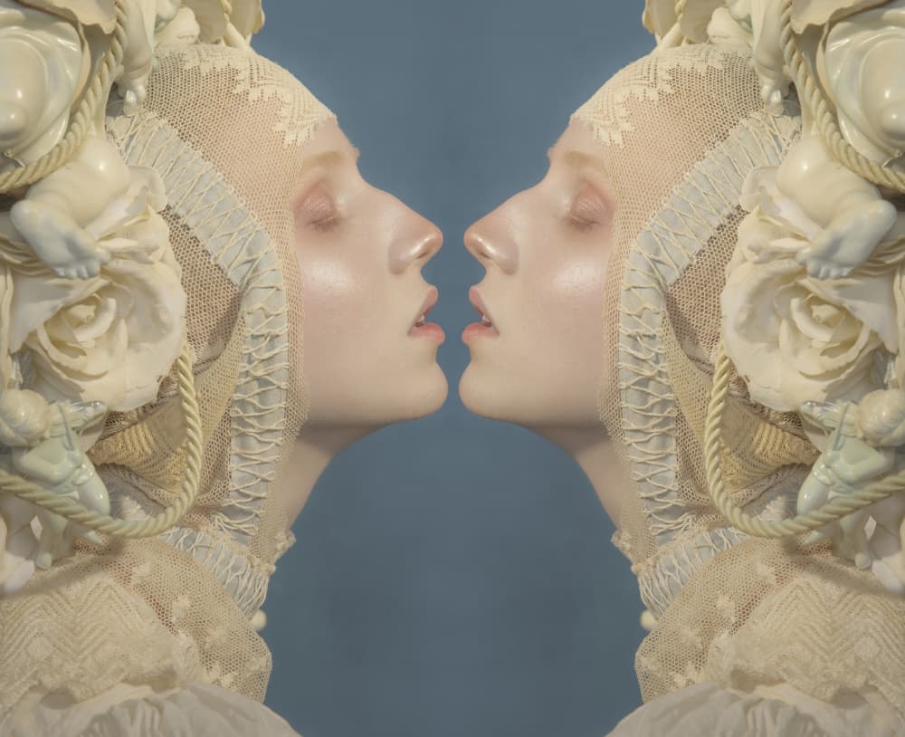 Ethereal Twin Profiles by Michaela Durisova — canvas wall art