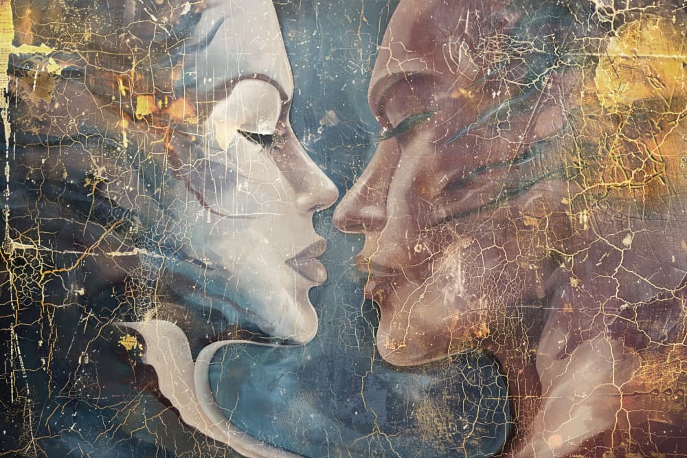 Textured Faces of Love by Rafal Kulik — canvas wall art