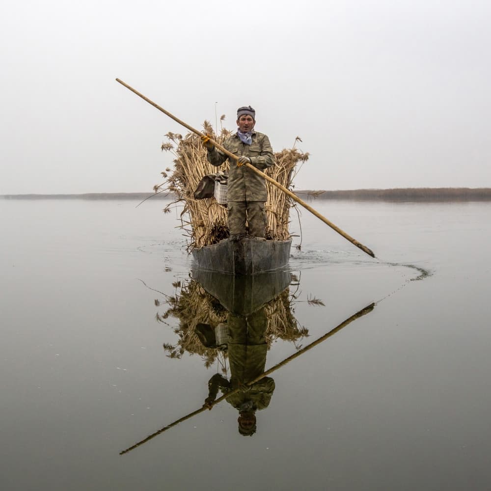 Misty Boatman Reflection by Zühdü Bilgin — canvas wall art