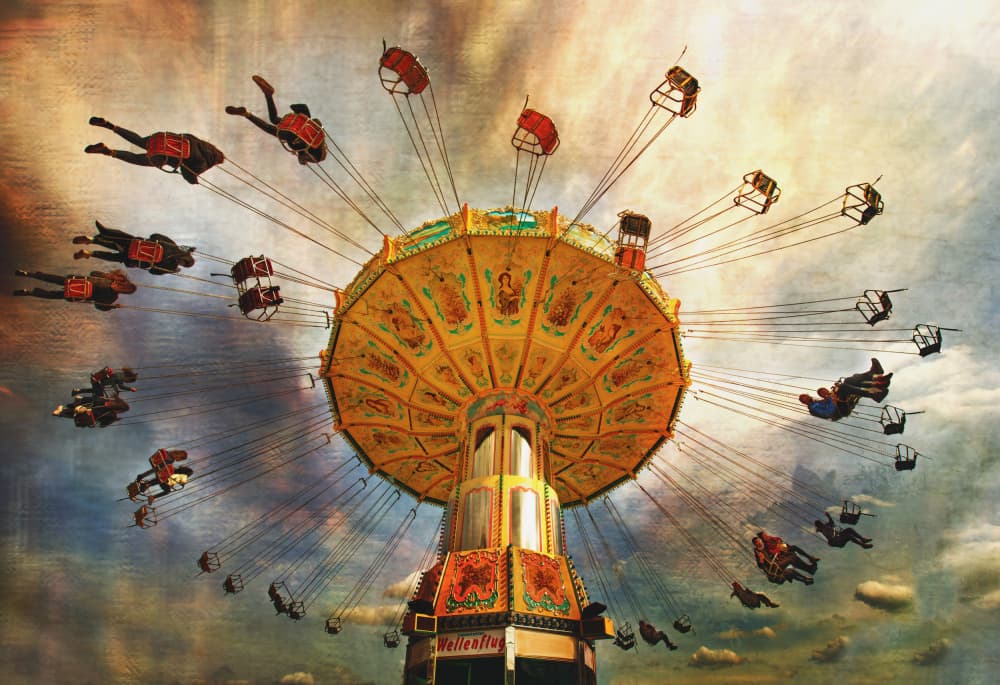 Vintage Fairground Swings by Anette Ohlendorf — canvas wall art
