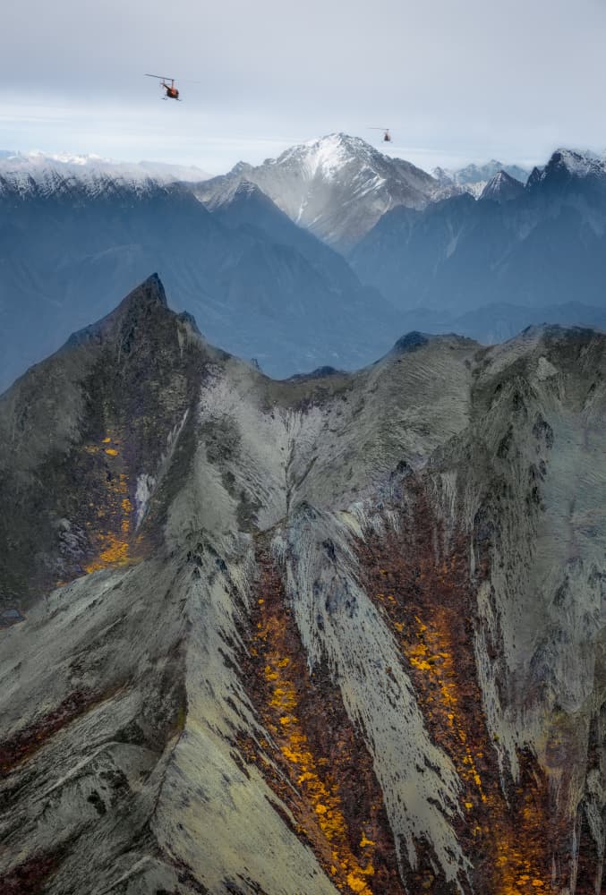Dramatic Mountain Heliski by Siyu_Wei APA — canvas wall art