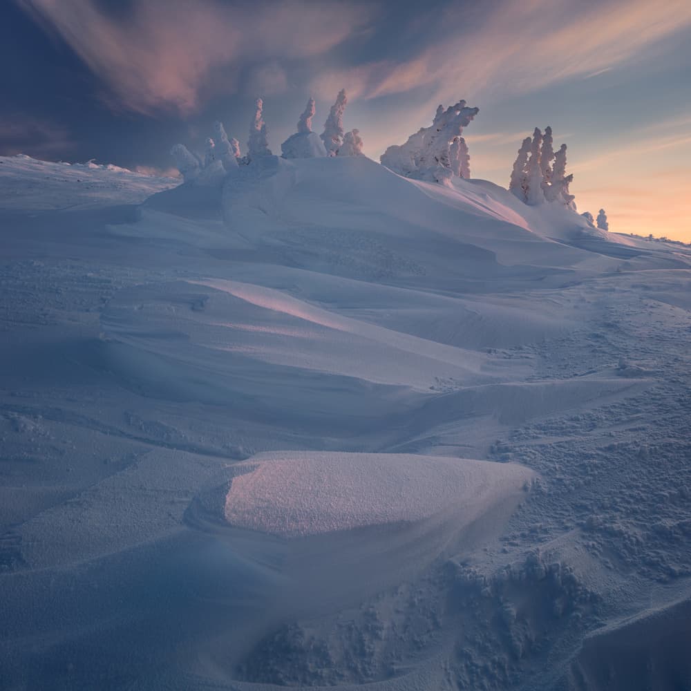 Snowy Mountain Sunrise by Valeriy Shcherbina — canvas wall art