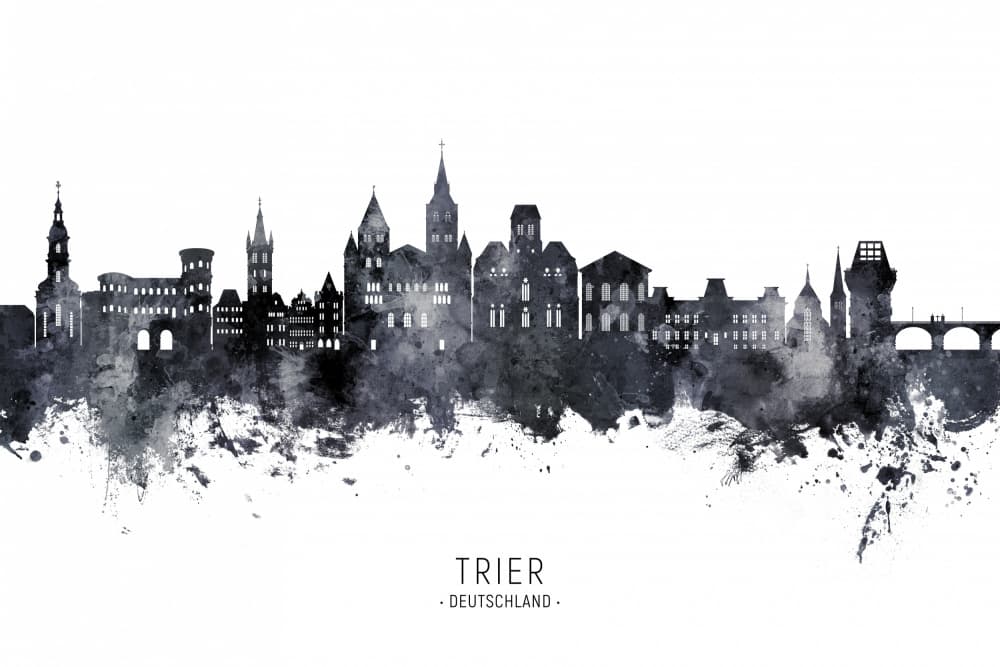 Watercolor Trier Skyline by Michael Tompsett — canvas wall art