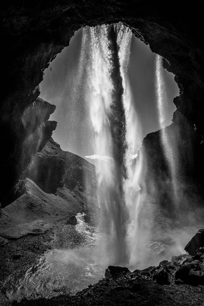 Dramatic Cave Waterfall by Dieter Reichelt — canvas wall art