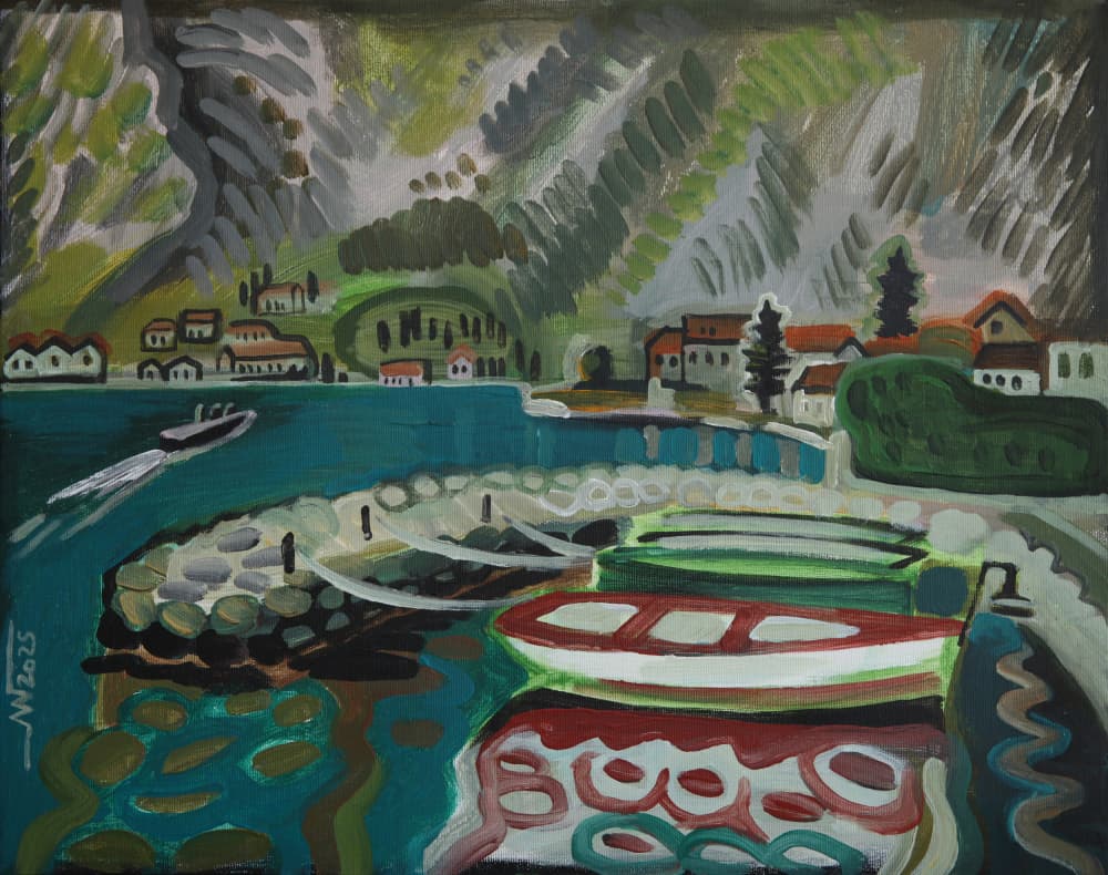 Coastal Village Harbor by Marina Gorkaeva — canvas wall art