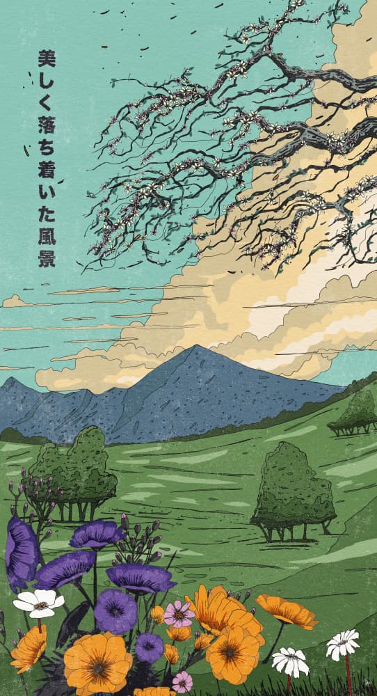 Serene Japanese Mountain Landscape by Nicholas — canvas wall art