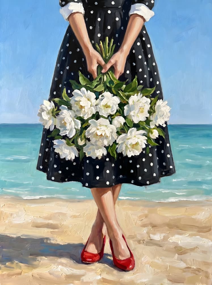 A Woman on the Beach by HUGO — canvas wall art