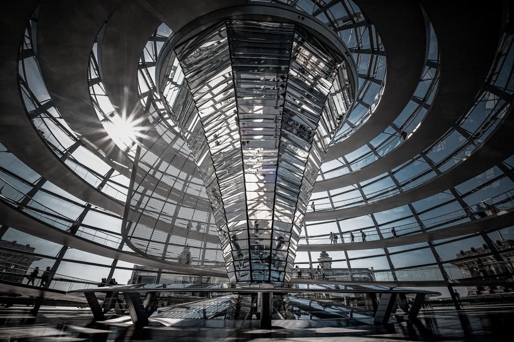 Sunlit Glass Dome Spiral by Michael Eßig — canvas wall art