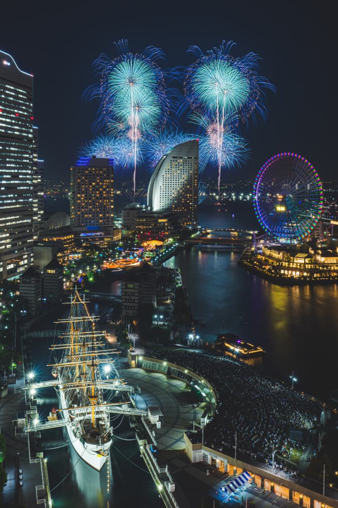 Vibrant City Night Fireworks by JUNKO TORIKAI — canvas wall art